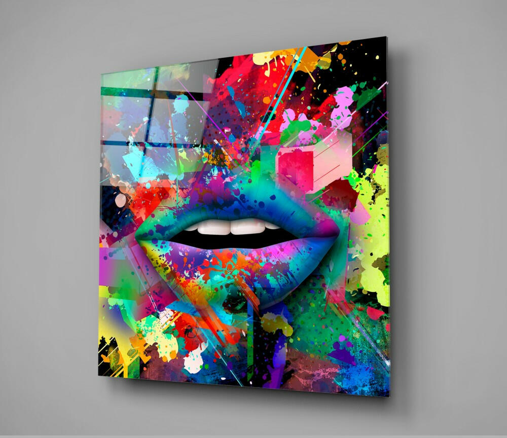 Colored Lips Glass Wall Art.