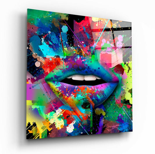 Colored Lips Glass Wall Art.