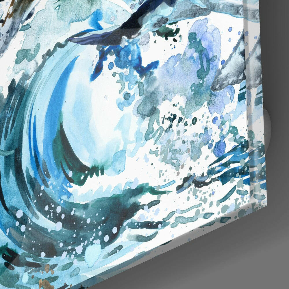 Dance of the Whales Glass Wall Art.