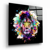 Colored Fury of the Lion Glass Wall Art.