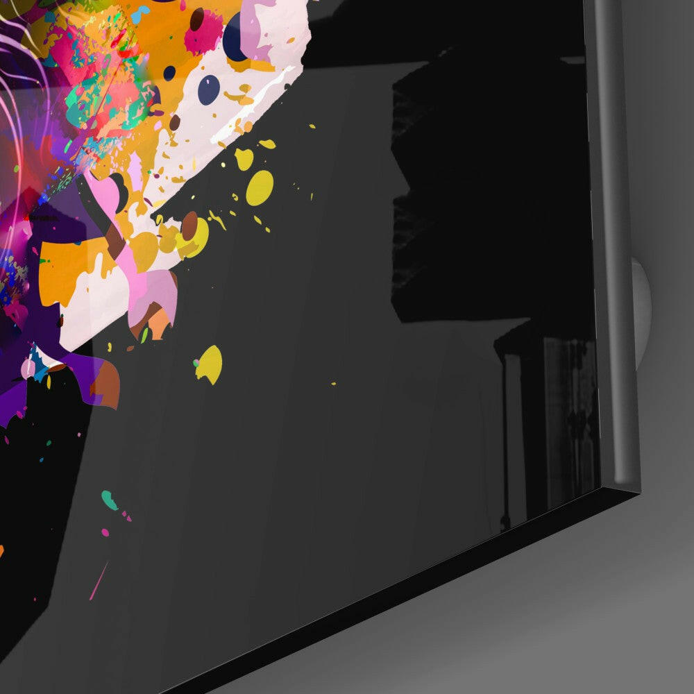 Colored Fury of the Lion Glass Wall Art.