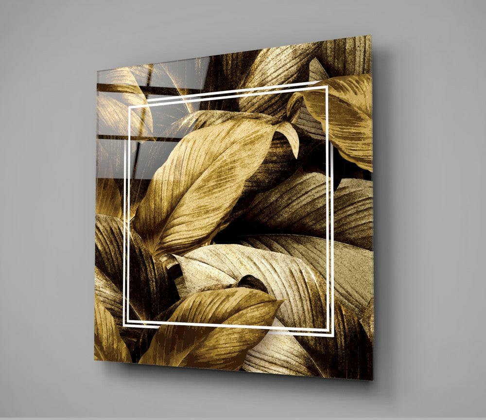 Gold Leaf Glass Wall Art.