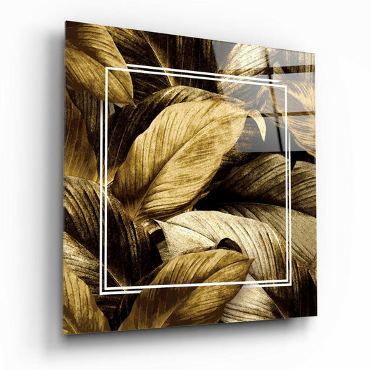 Gold Leaf Glass Wall Art.
