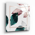 Scandinavian Style Leaves Glass Wall Art.