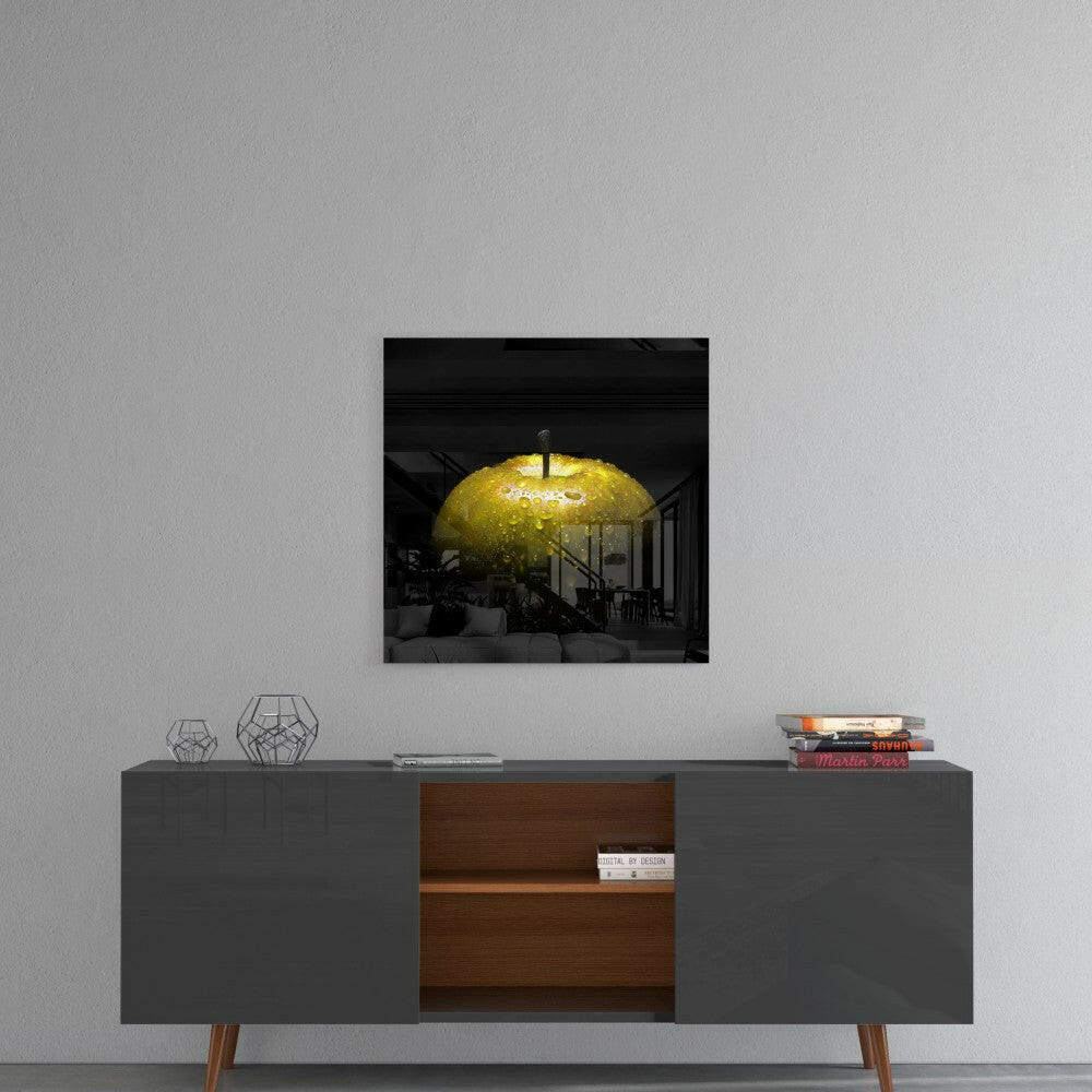 Yellow Apple Glass Wall Art.