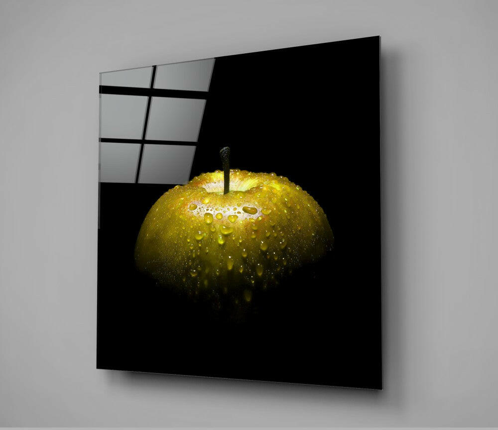 Yellow Apple Glass Wall Art.