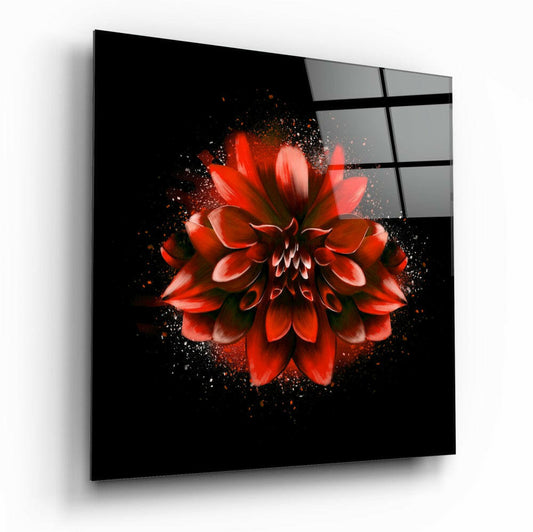 Red Lotus Glass Wall Art.
