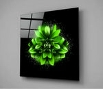 Green Lotus Glass Wall Art.
