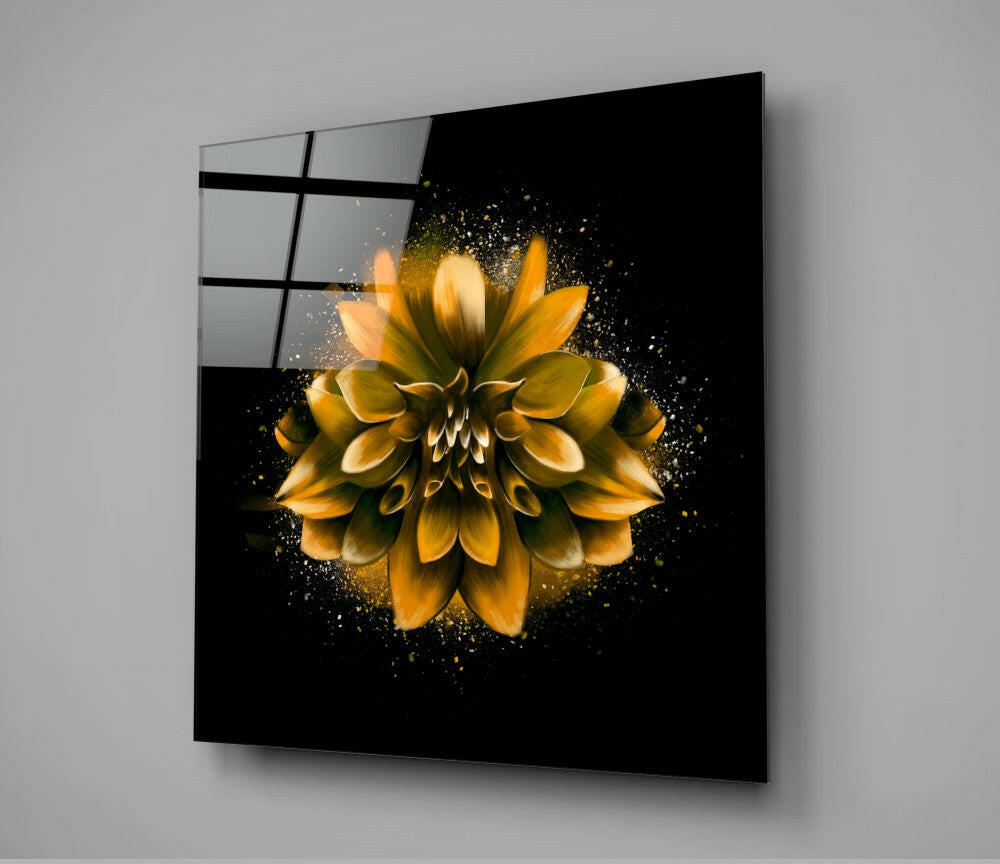 Yellow Lotus Glass Wall Art.
