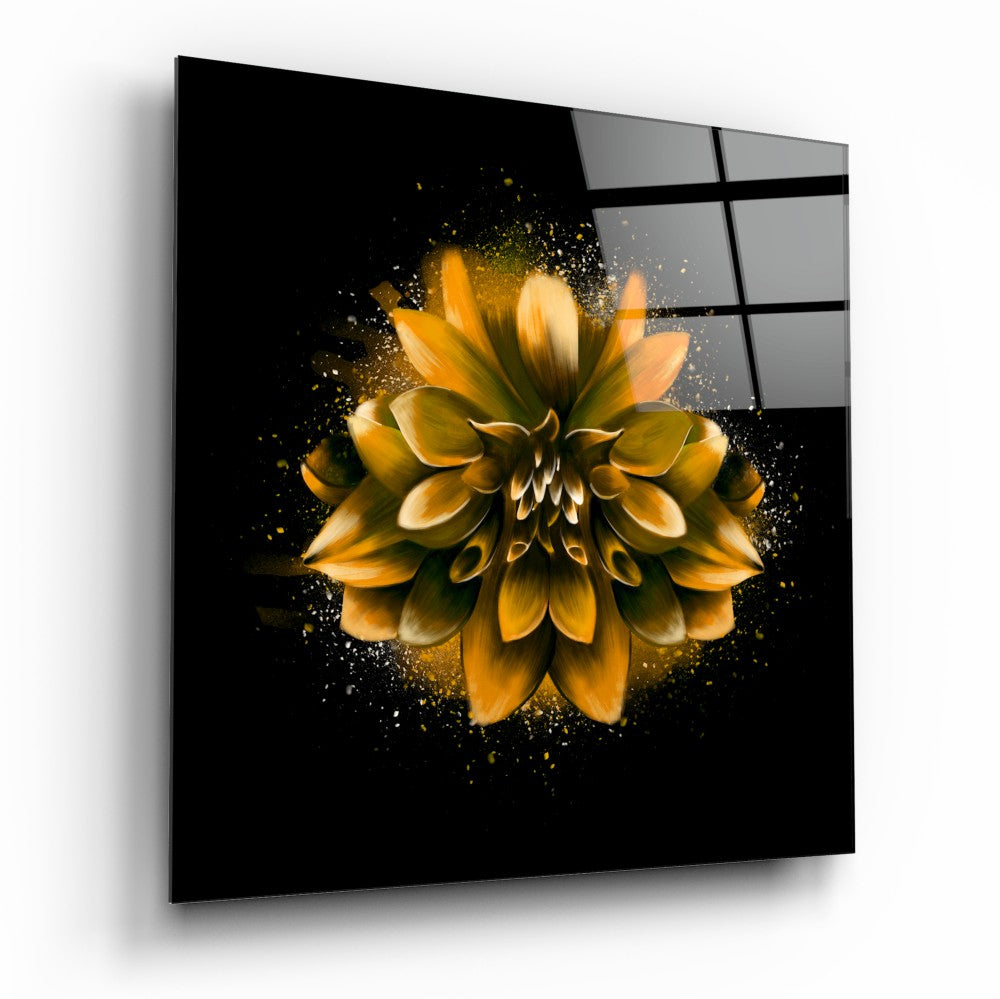 Yellow Lotus Glass Wall Art | Insigne Art Design