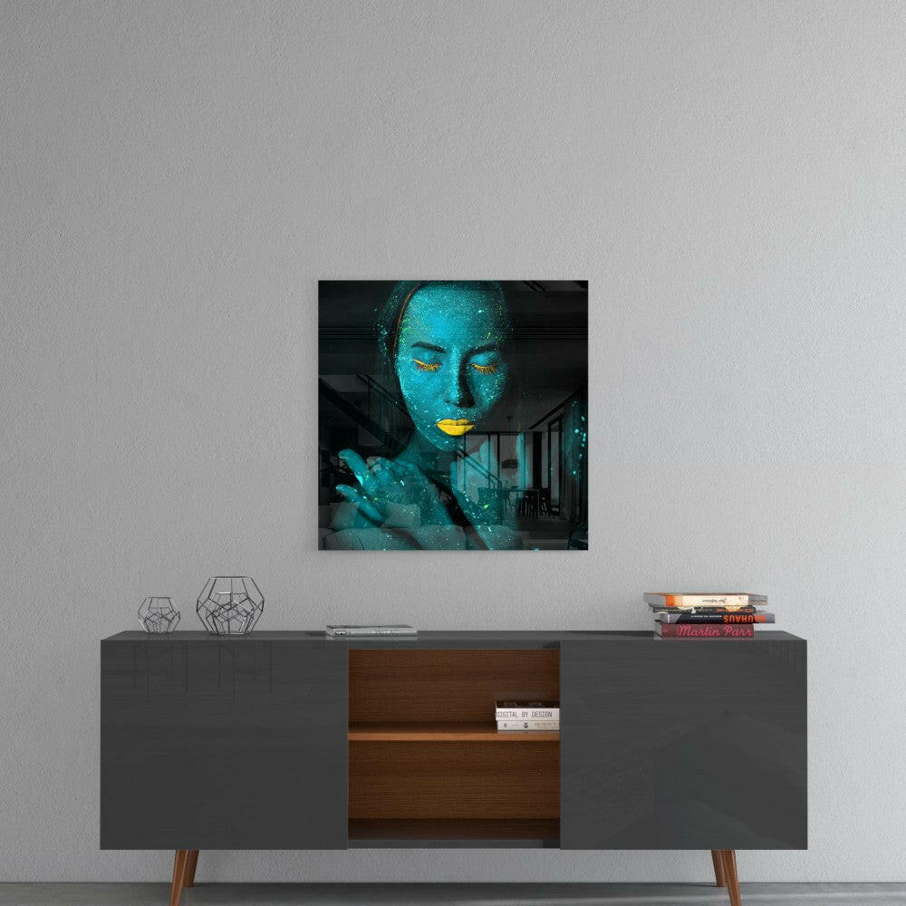 Emerald Woman Glass Wall Art.