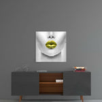 Gold Lips Glass Wall Art.