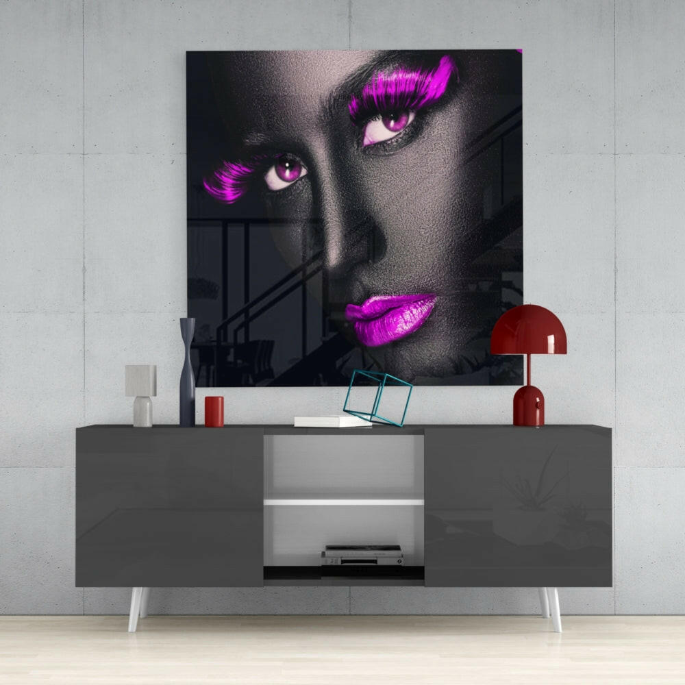 Pink Lashes Glass Wall Art.