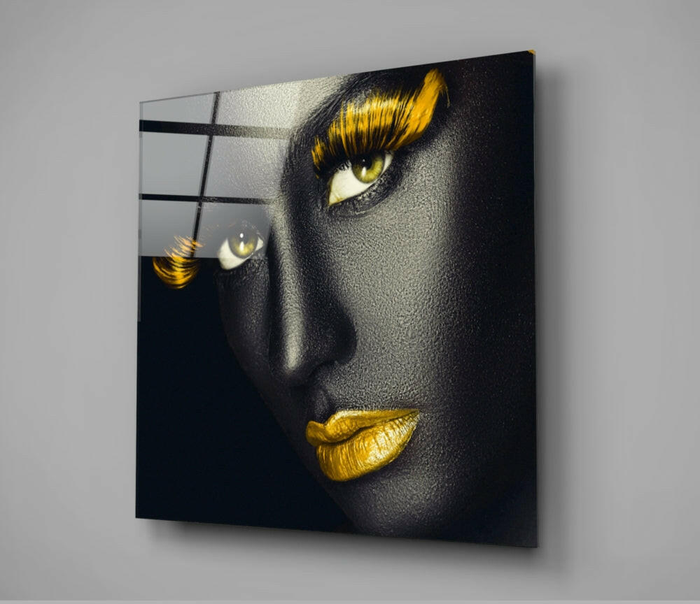 Yellow Lashes Glass Wall Art.