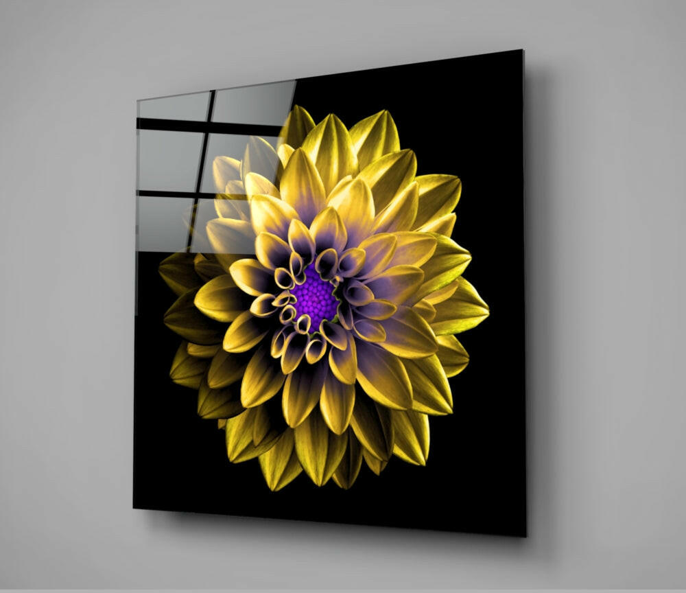 Yellow Flower Glass Wall Art.