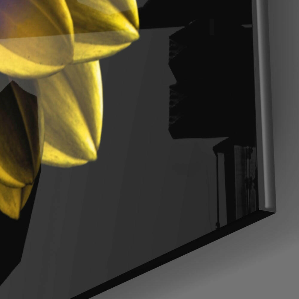 Yellow Flower Glass Wall Art.