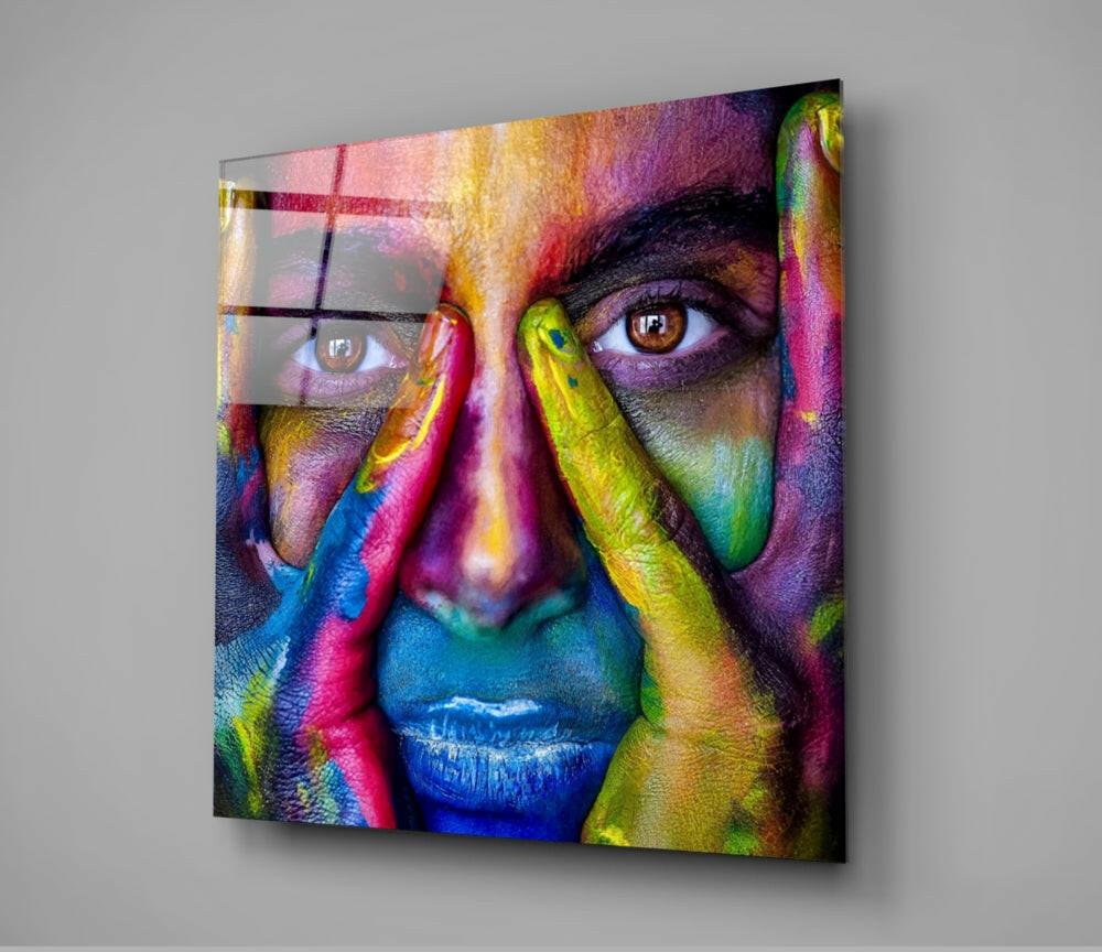 Painted Face Glass Wall Art.