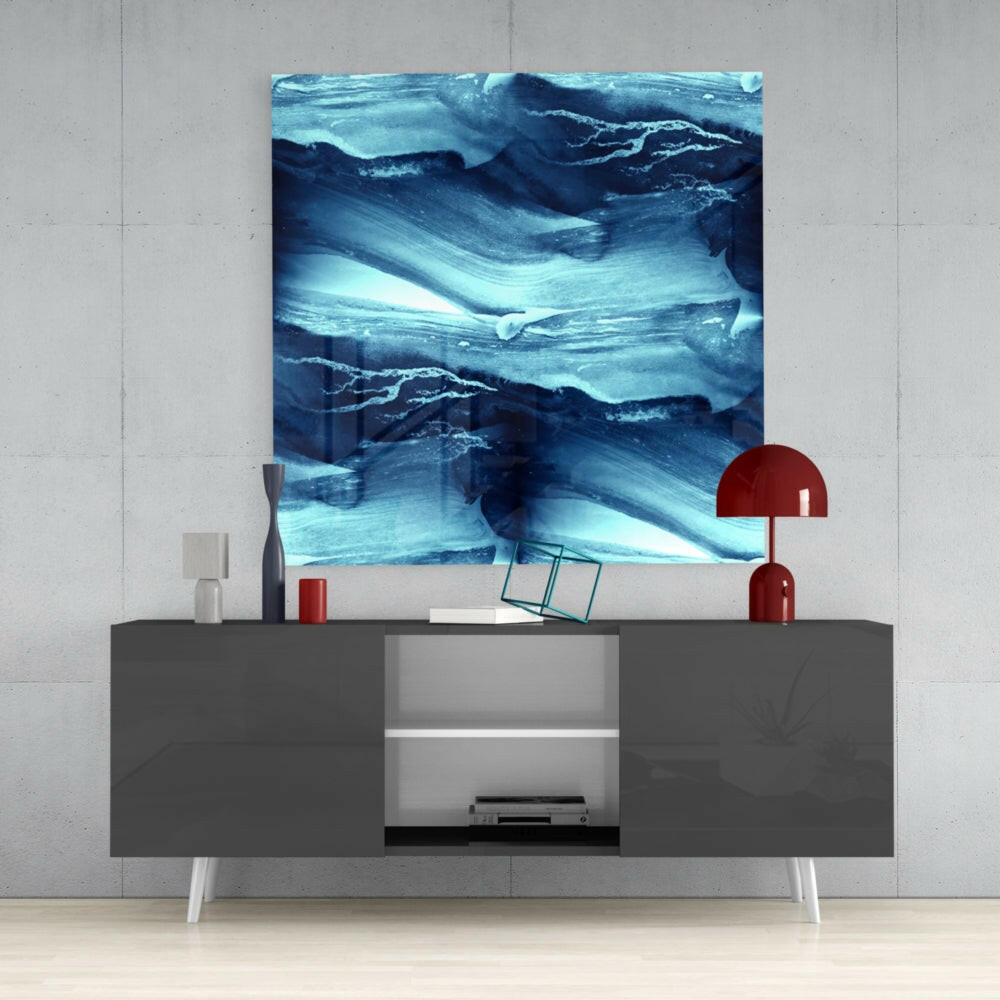 Abstract Waves Glass Wall Art.