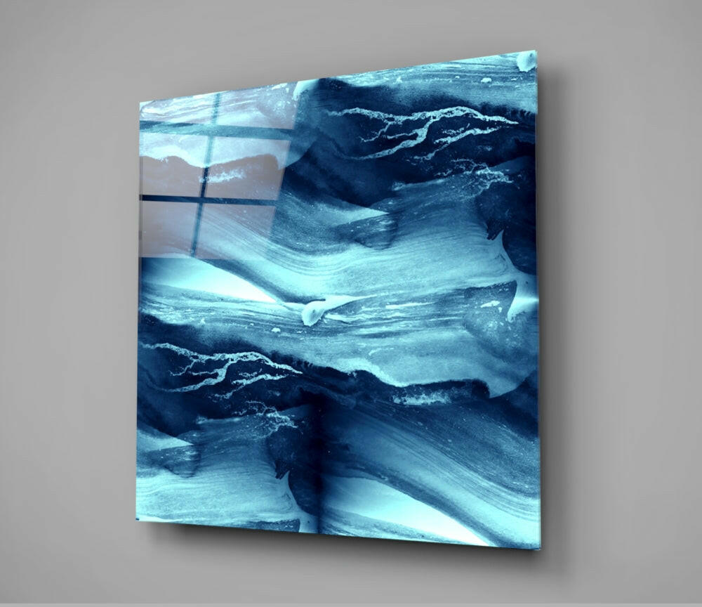 Abstract Waves Glass Wall Art.