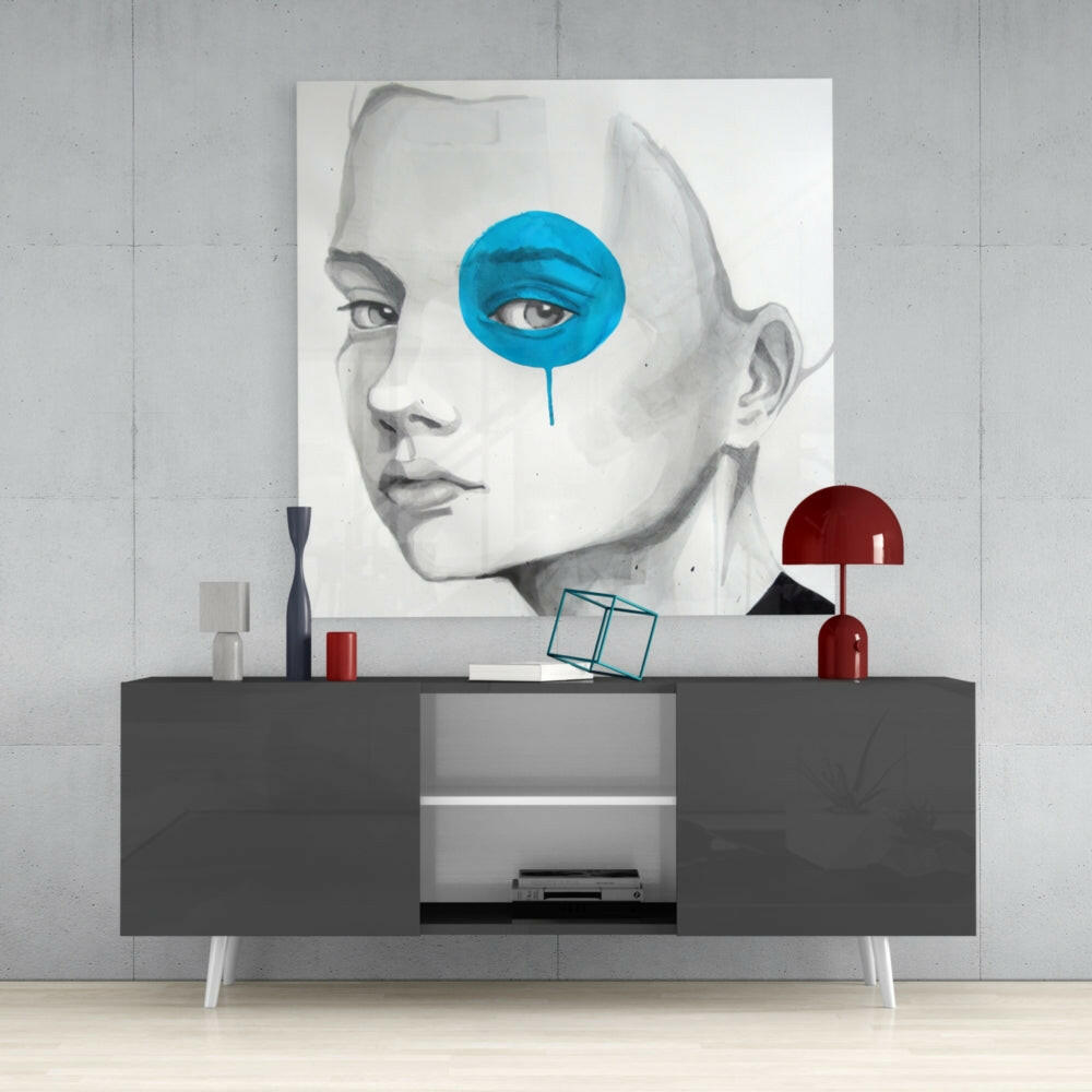 Blue Look Glass Wall Art.
