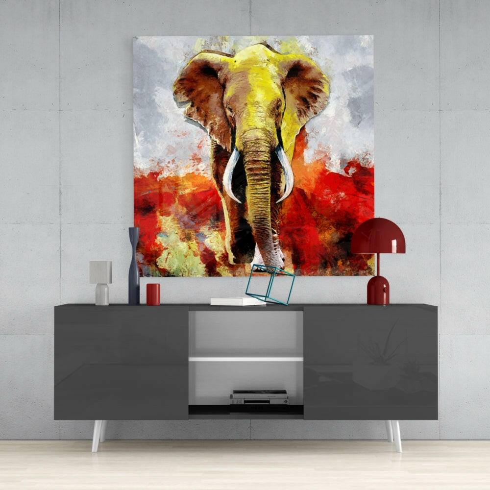 Elephant Glass Wall Art.