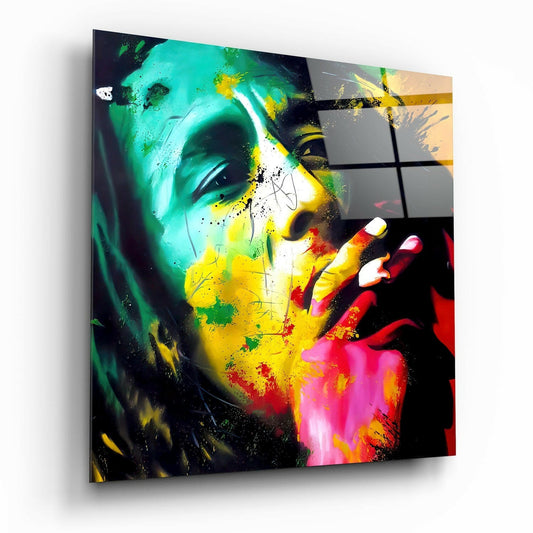 Reggae Dreadlocks Portrait Glass Wall Art