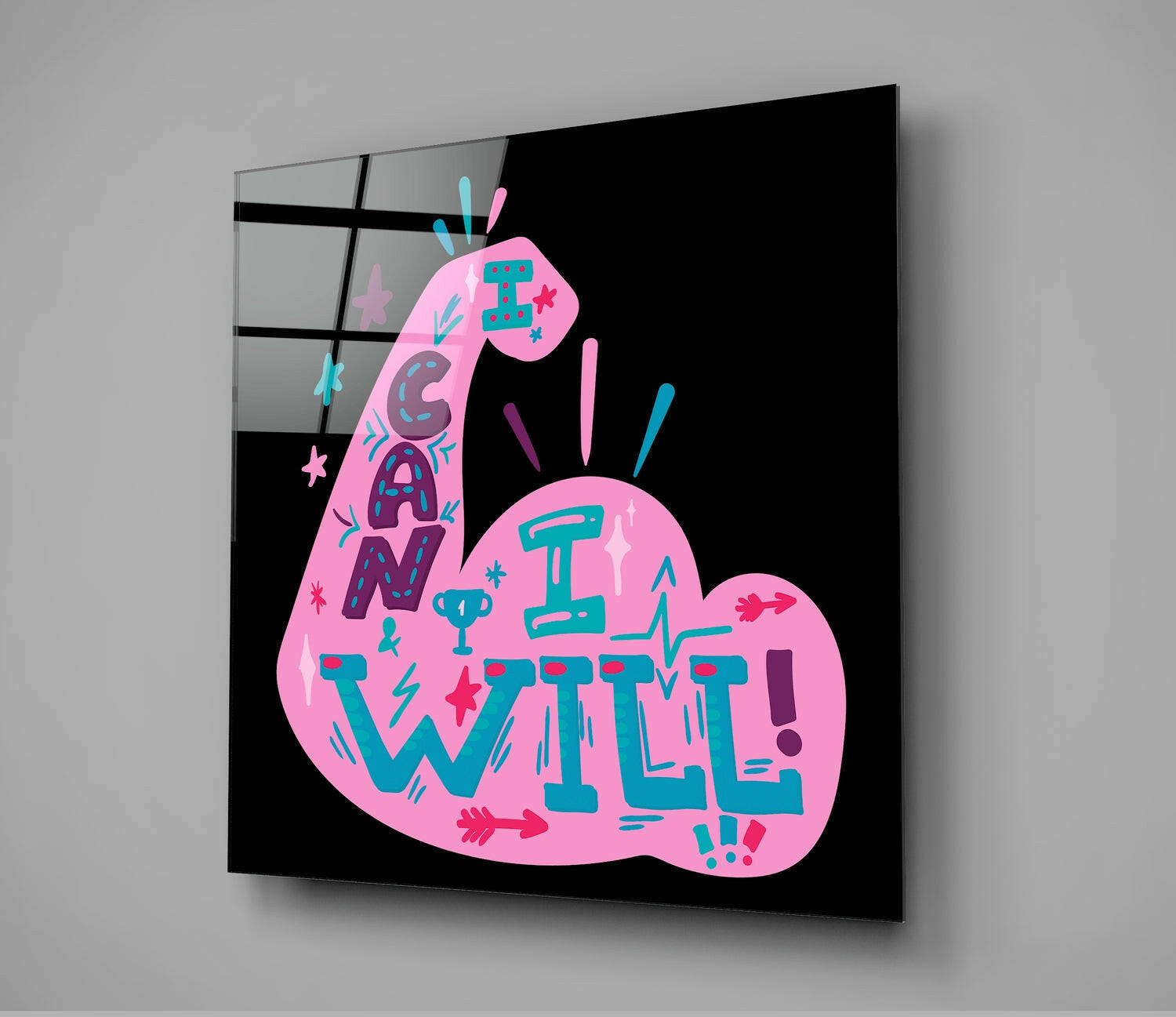 “I Can I Will” Glass Wall Art.