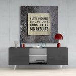 “Big Results” Glass Wall Art.