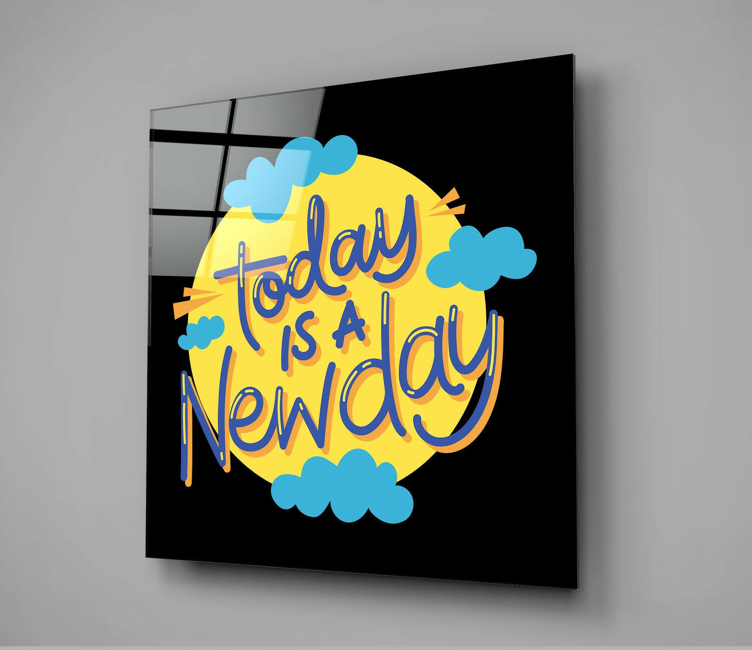 Today is a New Day” Glass Wall Art.