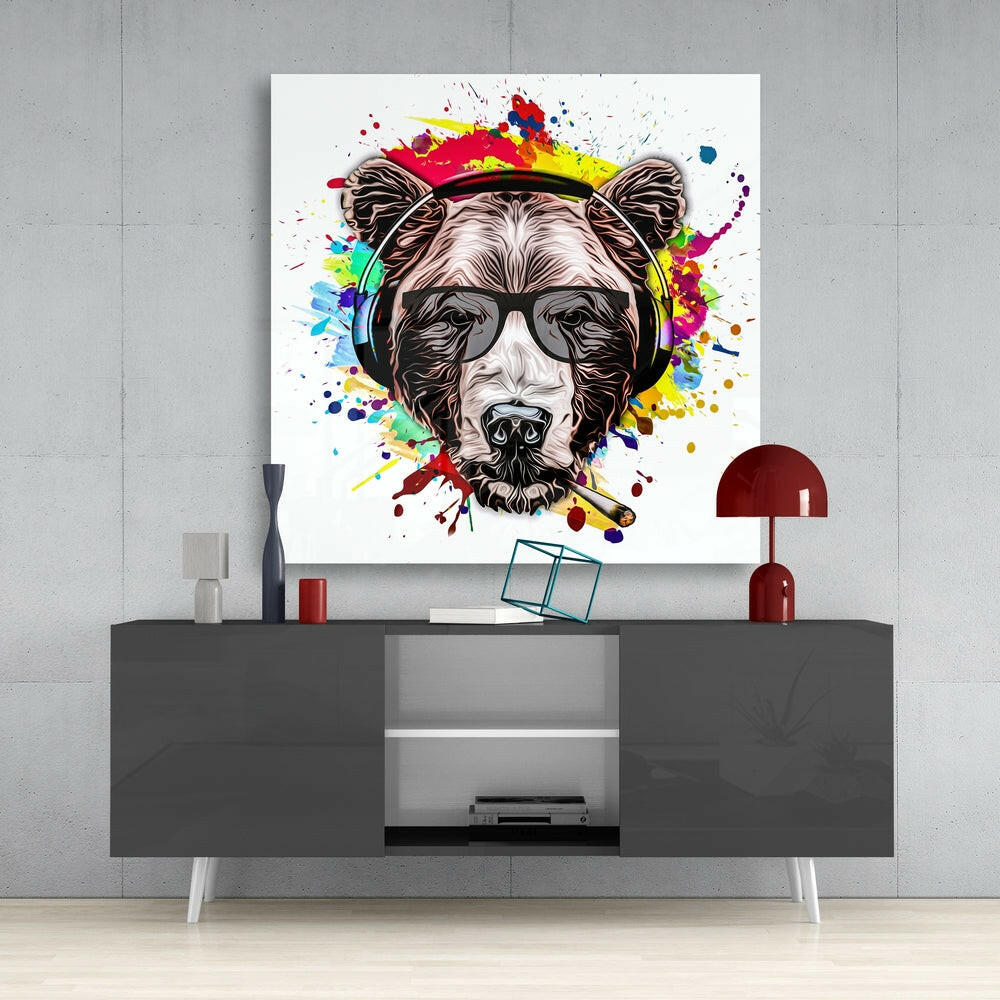 Bear Glass Wall Art.