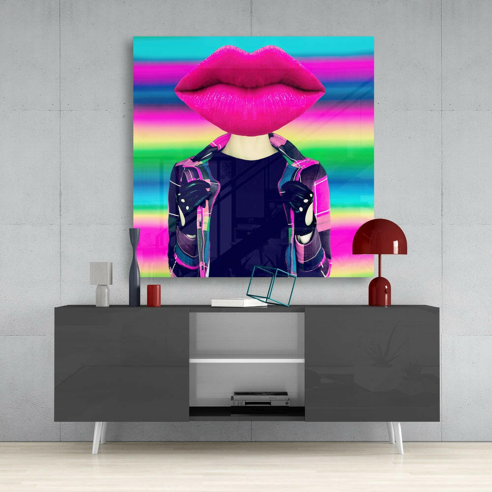 Head Lip Glass Wall Art.