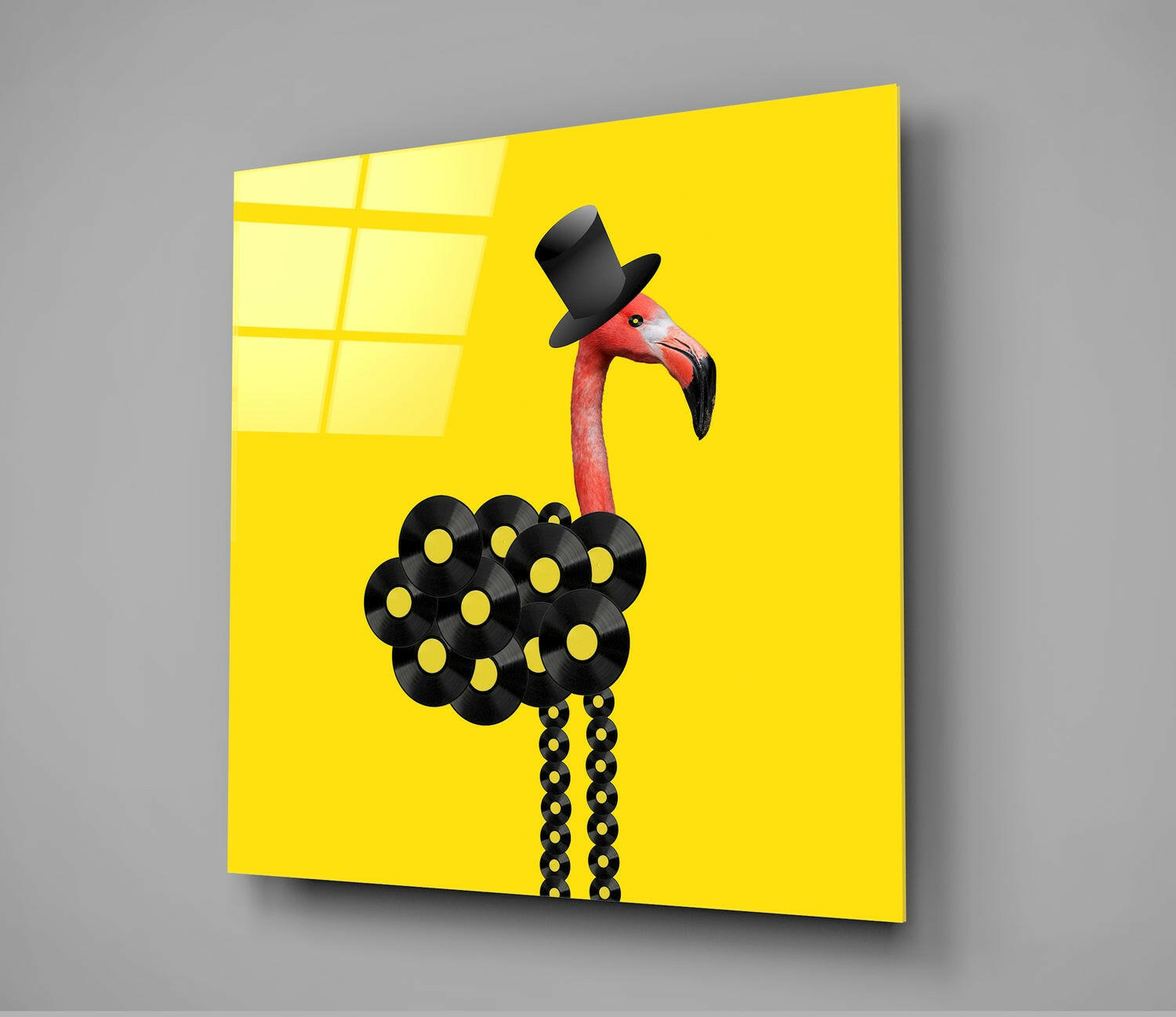 Flamingo Posture Glass Wall Art.