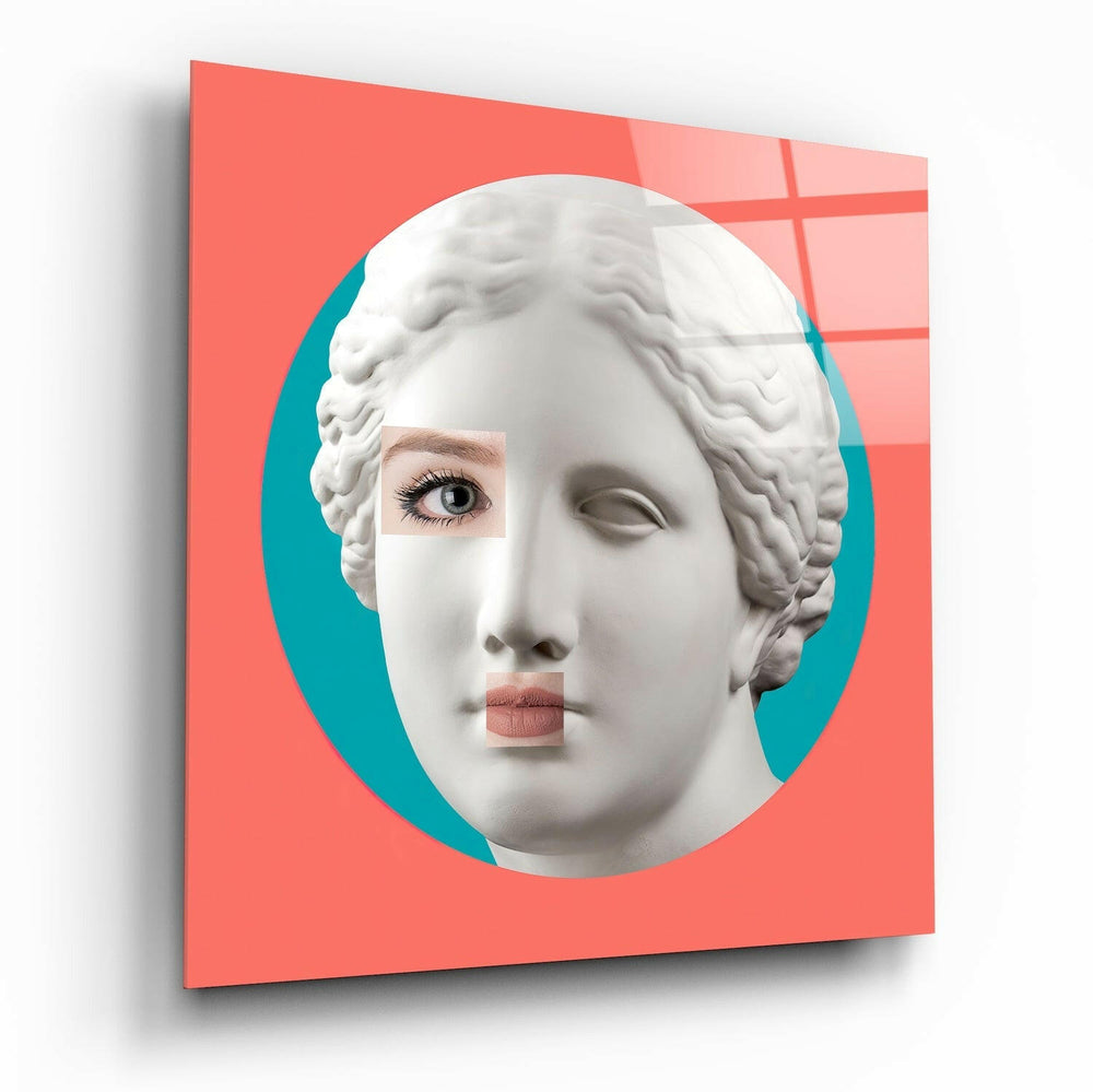 Female Face Sculpture Glass Wall Art.