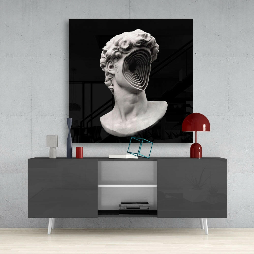 Sculpture Head Glass Wall Art.
