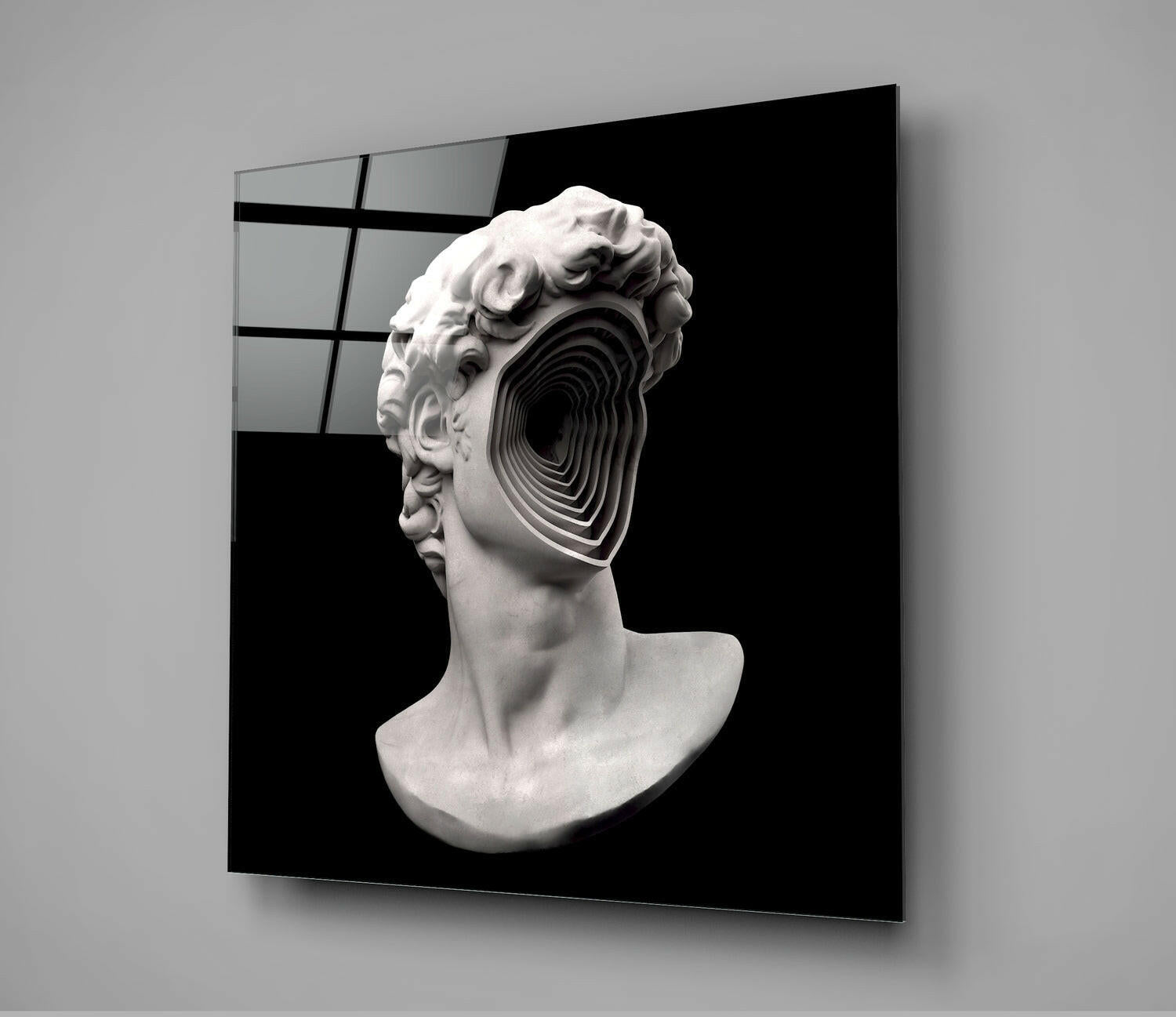 Sculpture Head Glass Wall Art.