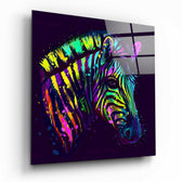 Colorful Zebra Glass Wall Art.