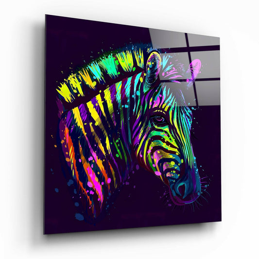 Colorful Zebra Glass Wall Art.