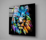 Blue Lion Glass Wall Art | Insigne Art Design