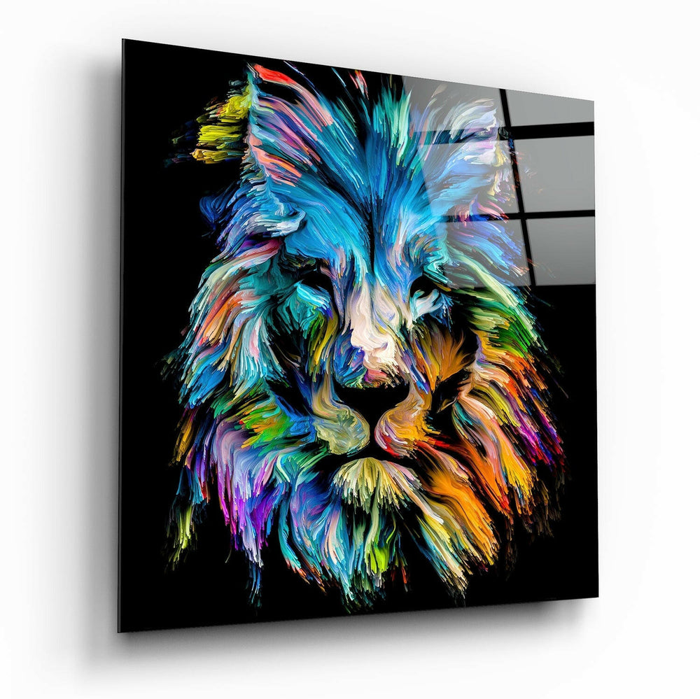 Blue Lion Glass Wall Art.