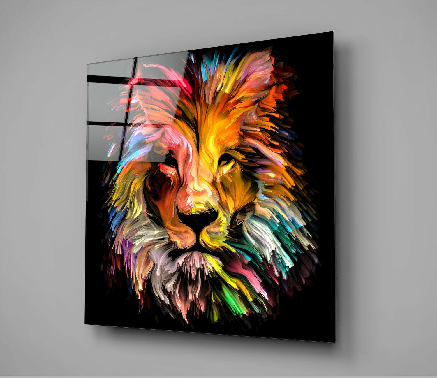 Yellow Lion Glass Wall Art.