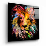 Yellow Lion Glass Wall Art.