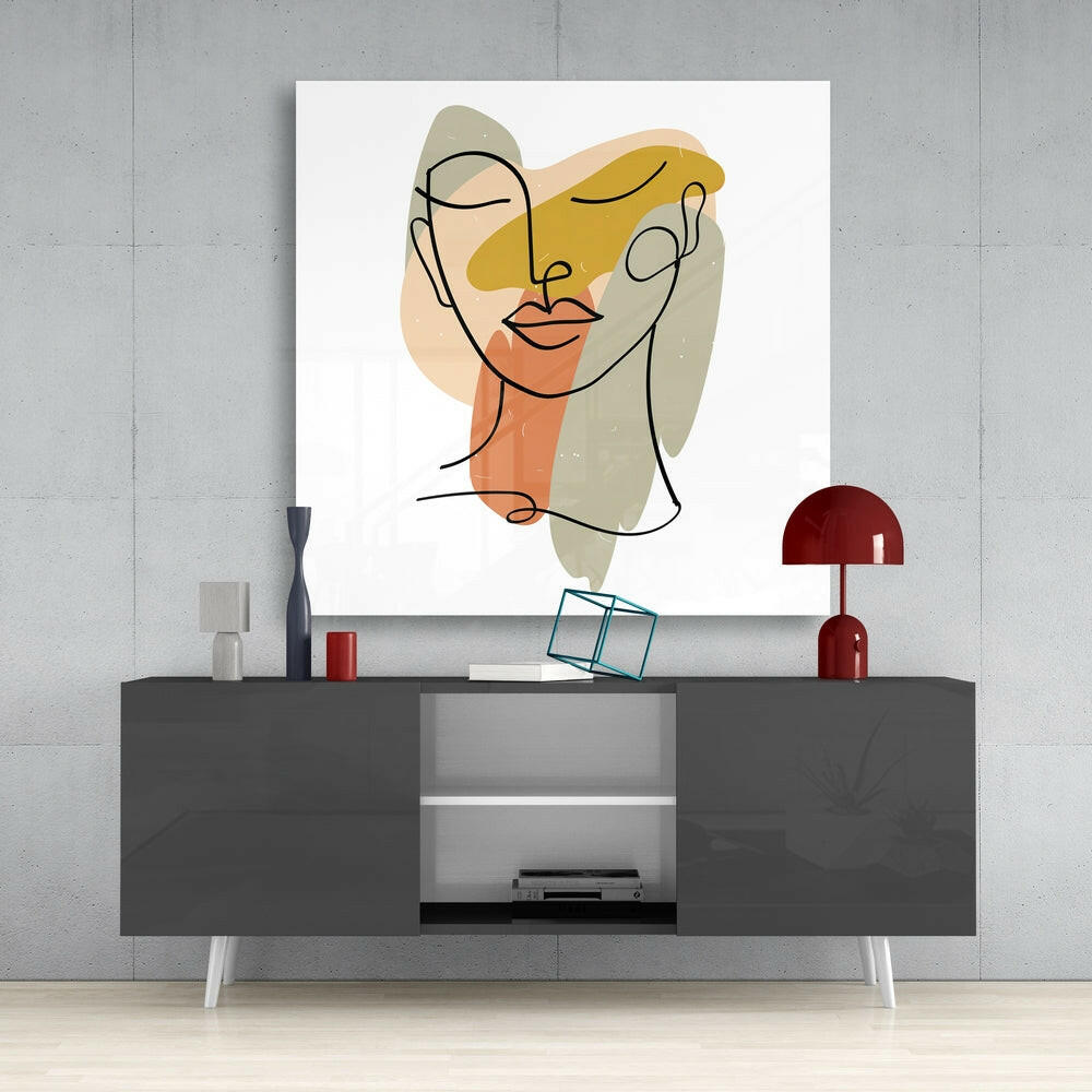 Abstract Lines Glass Wall Art.