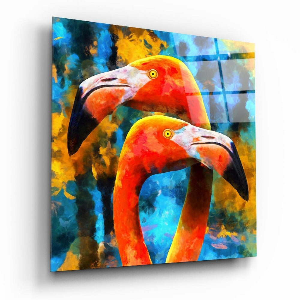 Flamingos Glass Wall Art.