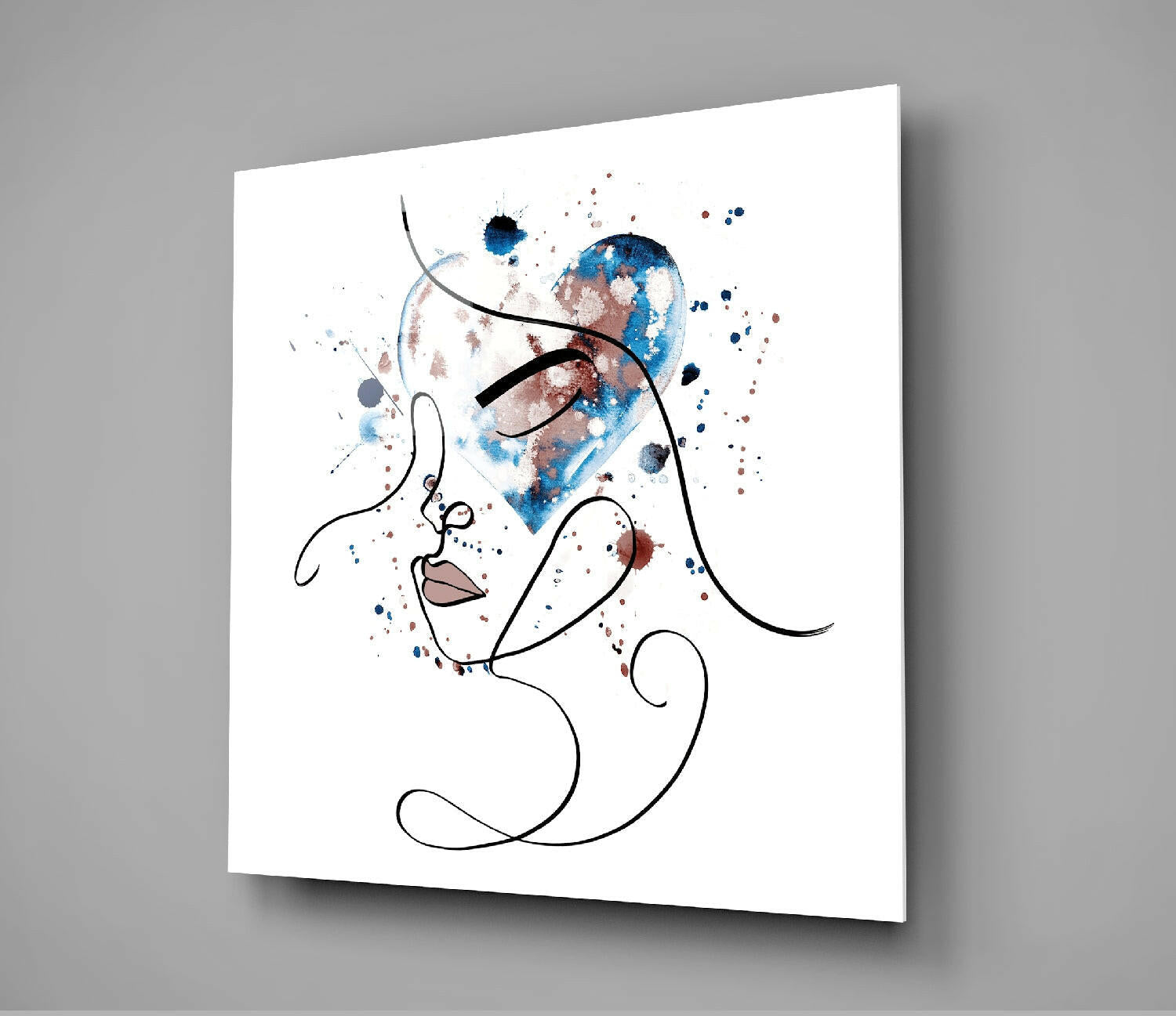 Face of Lines Glass Wall Art.