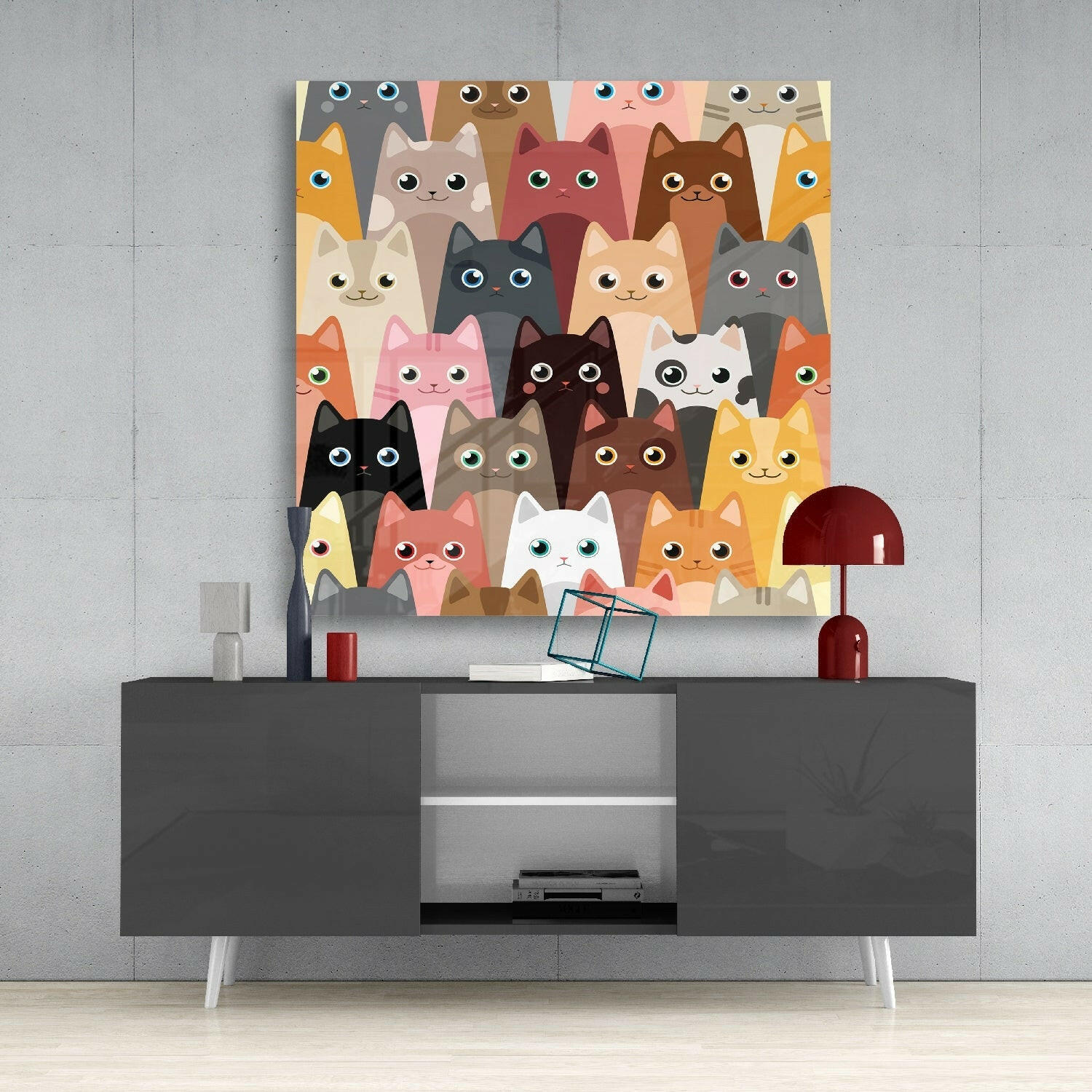 Cats Glass Wall Art.