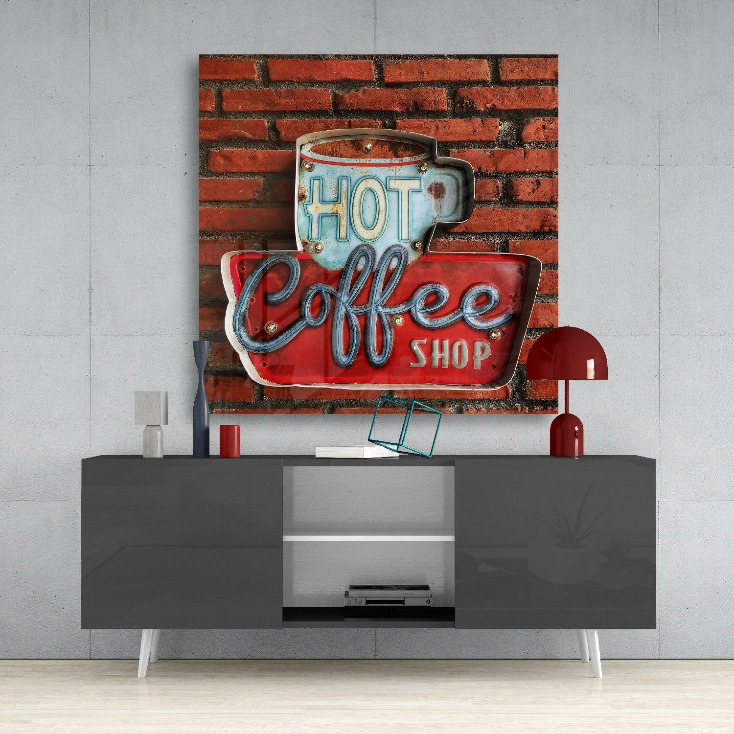 Hot Coffee Glass Wall Art.