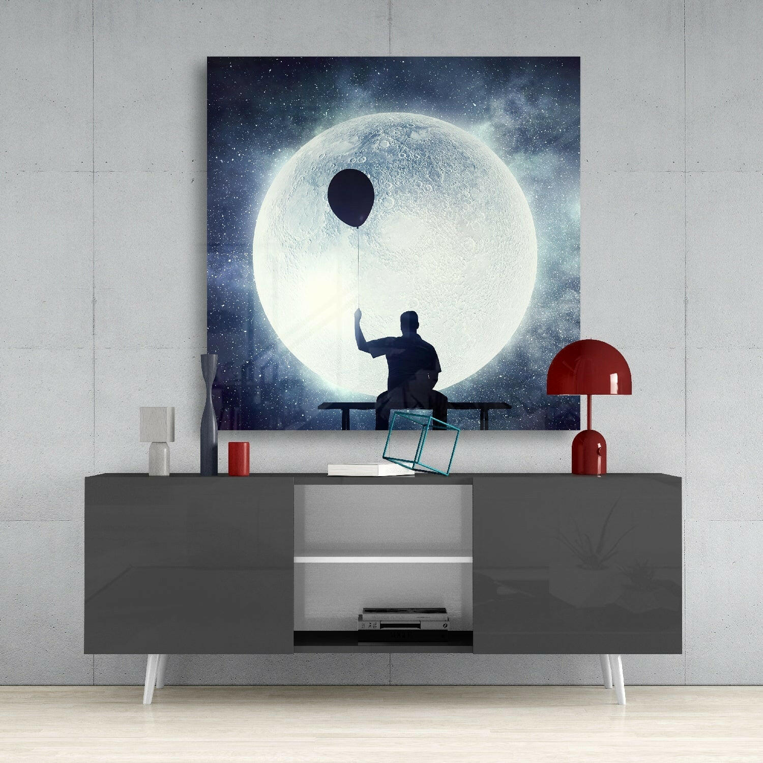 Full Moon Glass Wall Art.