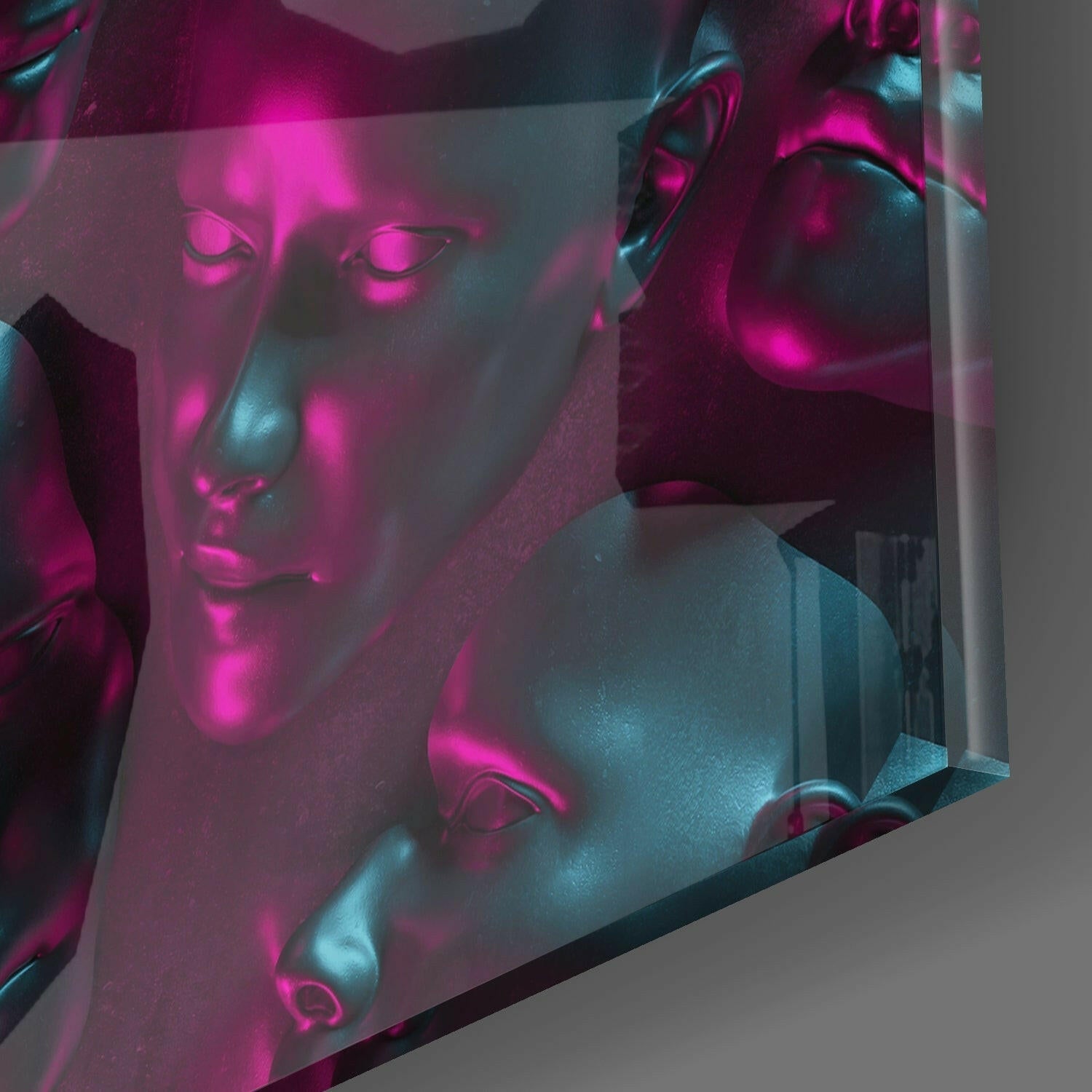 Metallic Faces Glass Wall Art.