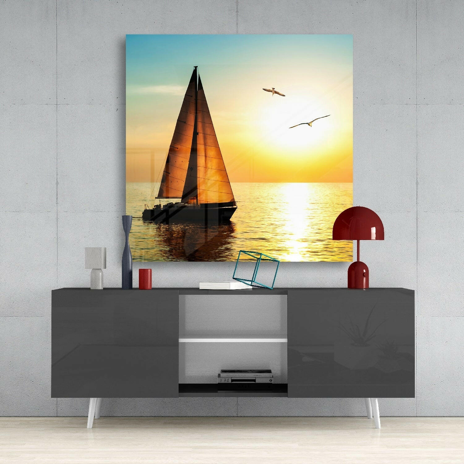Sailboat Glass Wall Art.