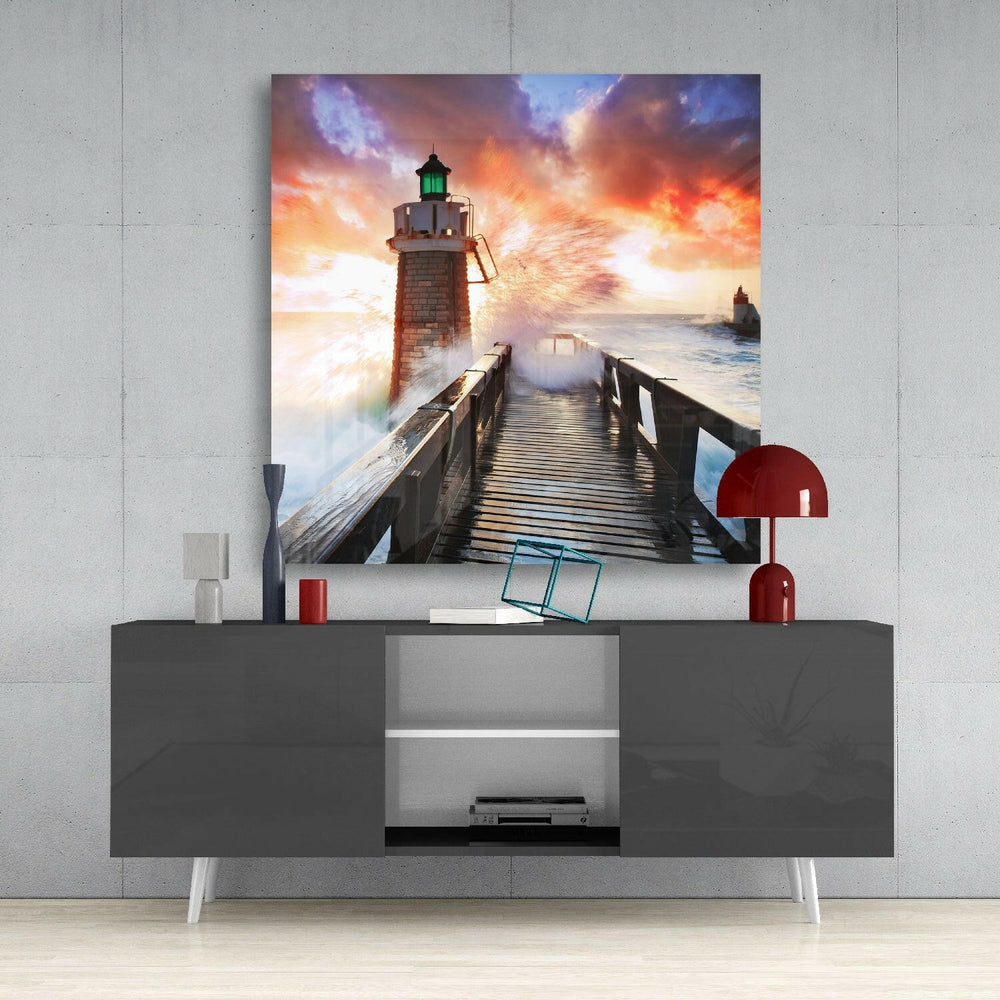 Lighthouse Glass Wall Art.